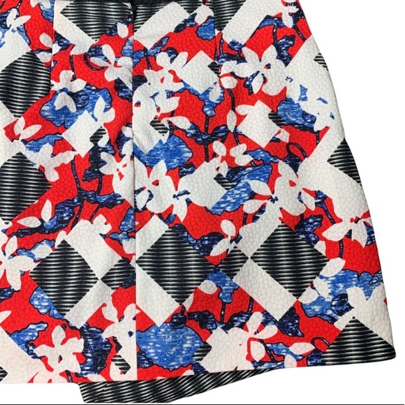 Peter Pilotto x Target Collaboration Red Floral/Check Print Mini Skirt | Size 4 - Picture 13 of 14